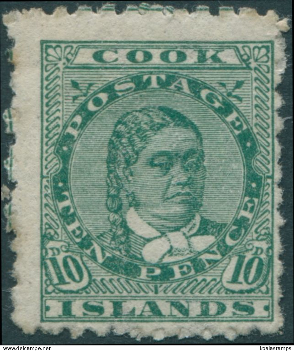 Cook Islands 1902 SG35 10d Green Queen Makea Takau MLH - Cook Islands