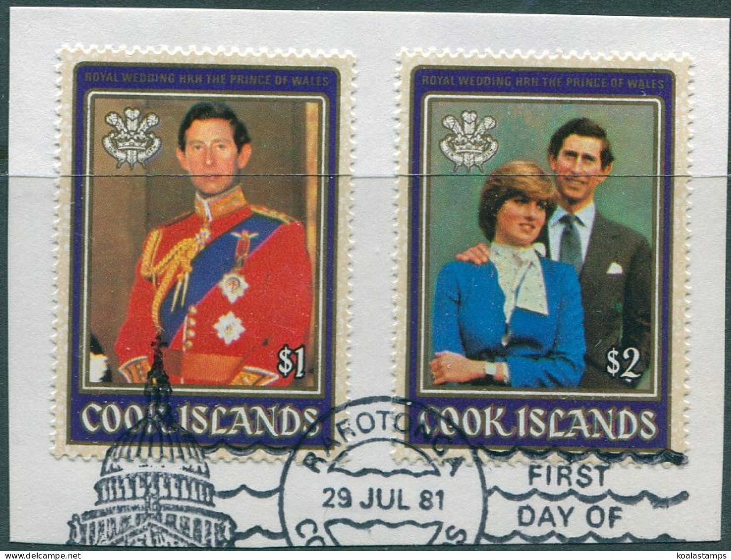Cook Islands 1981 SG812-813 Royal Wedding On Piece FU - Cookinseln