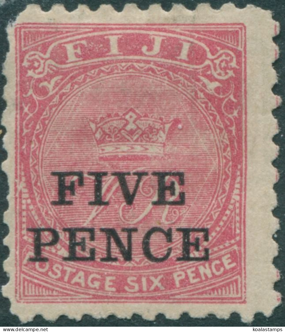 Fiji 1893 SG75 FIVE PENCE On 6d Rose Crown And VR P10 MH - Fidji (1970-...)