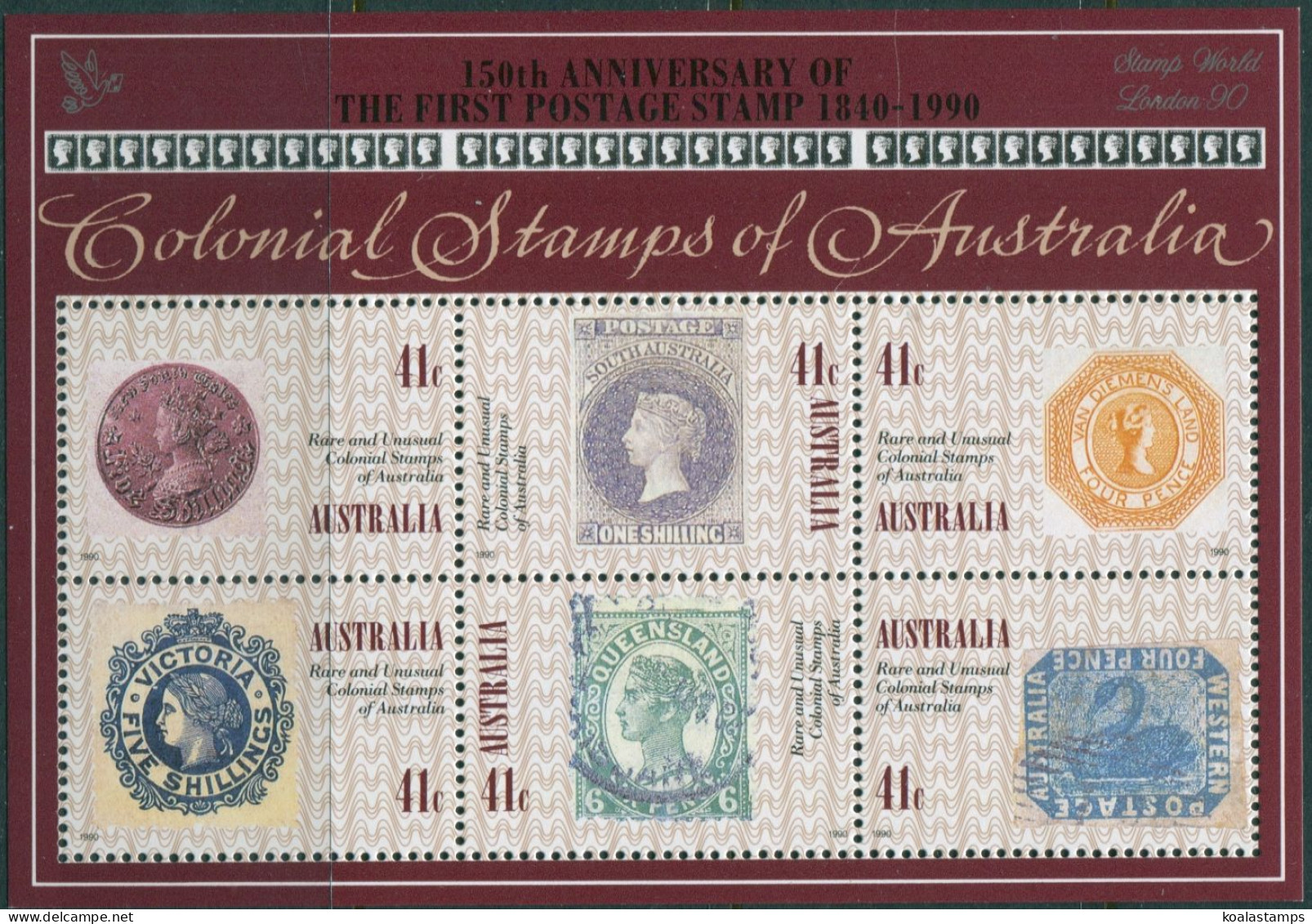 Australia 1990 SG1253 Colonial Stamps MS London Ovpt MNH - Sonstige & Ohne Zuordnung