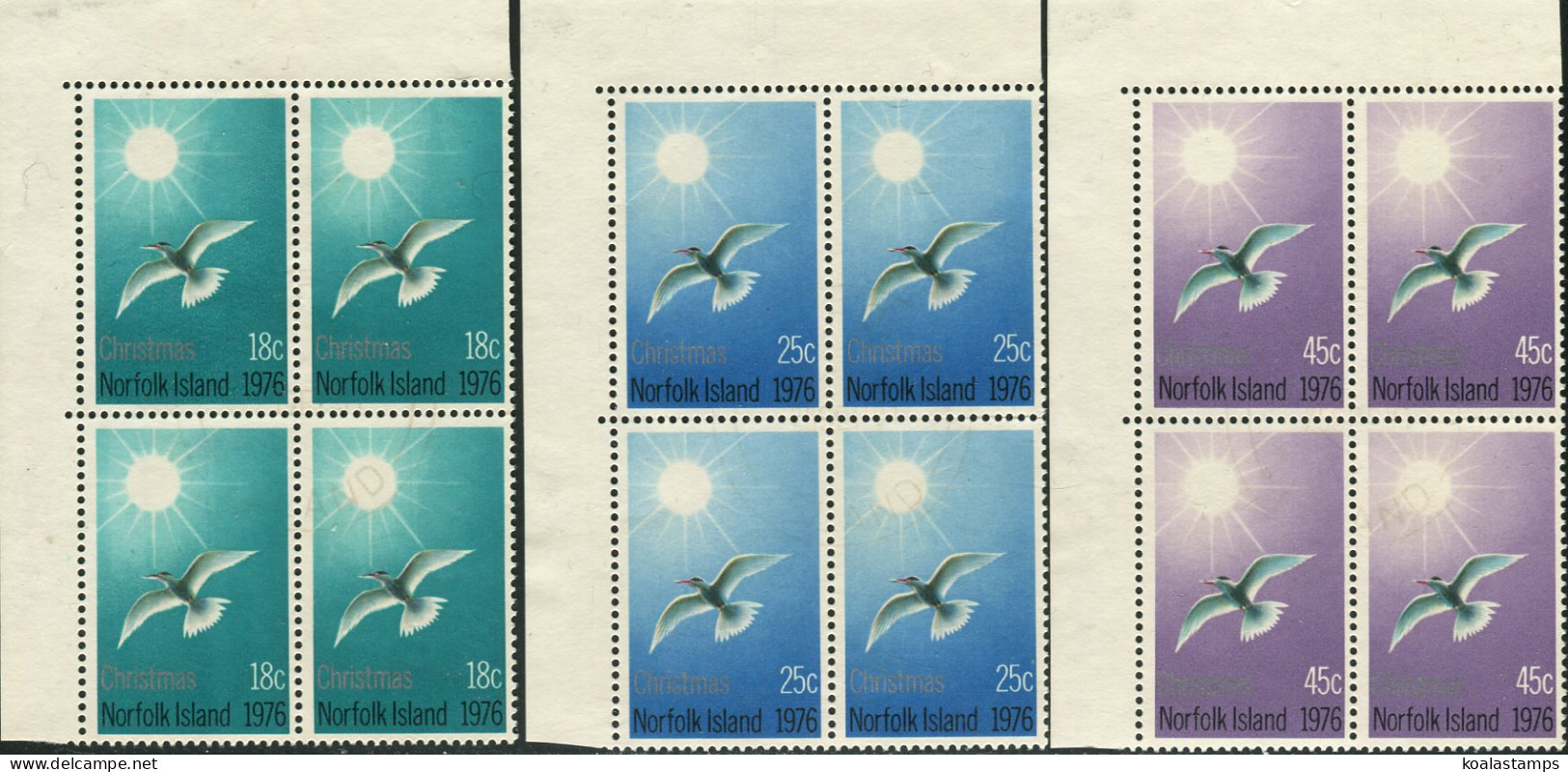 Norfolk Island 1976 SG176-178 Christmas Tern Blocks FU - Ile Norfolk