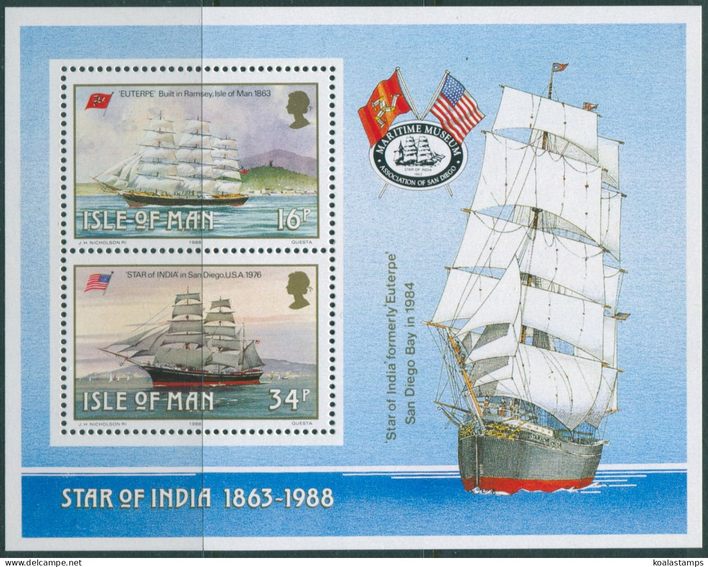 Isle Of Man 1988 SG389 Manx Sailing Ships MS MNH - Man (Ile De)