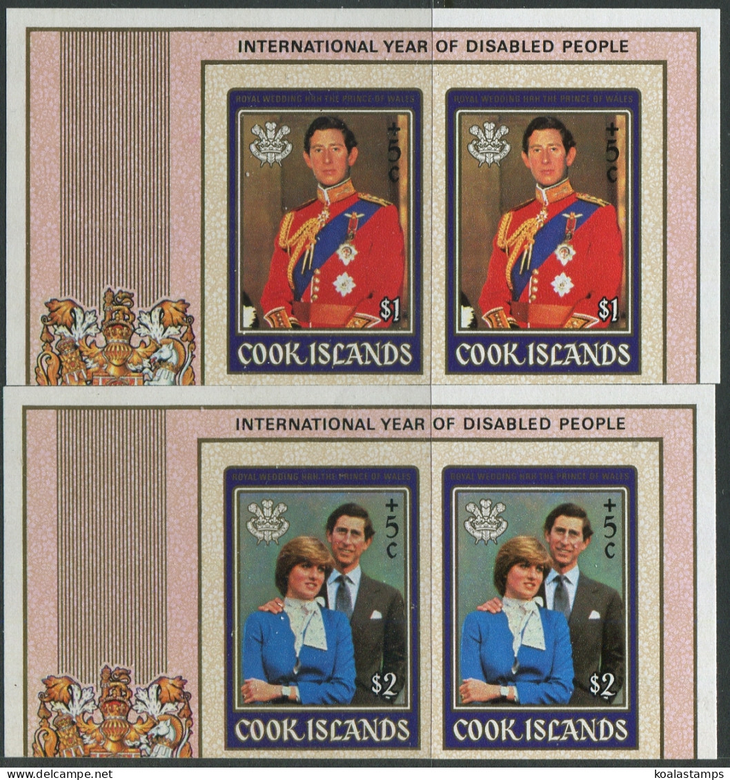 Cook Islands 1981 SG824-825 International Year Disabled Imperf Pairs Set MNH - Cook