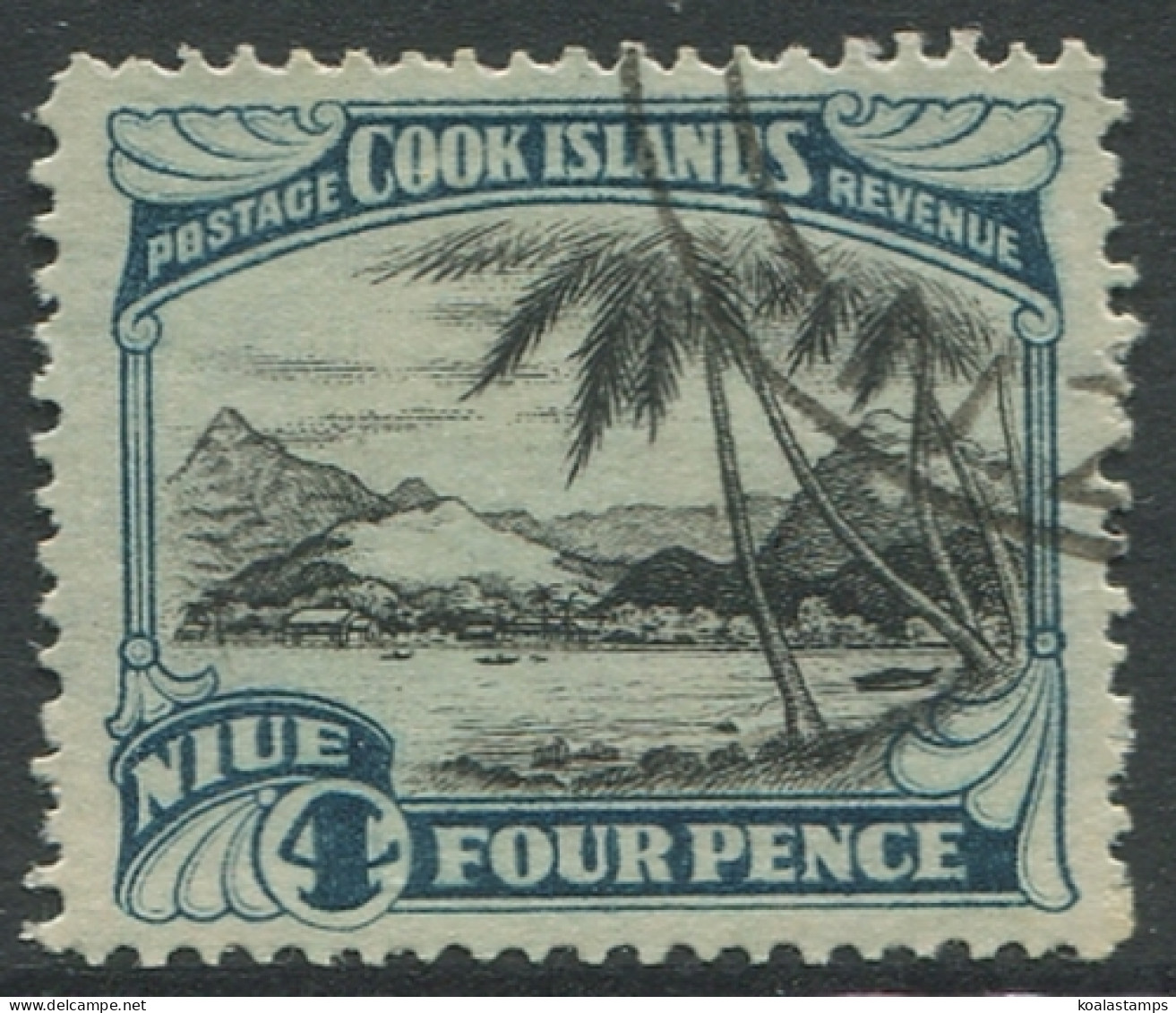 Niue 1932 SG66 4d Black And Greenish Blue Avarua Port #1 #1 FU - Niue