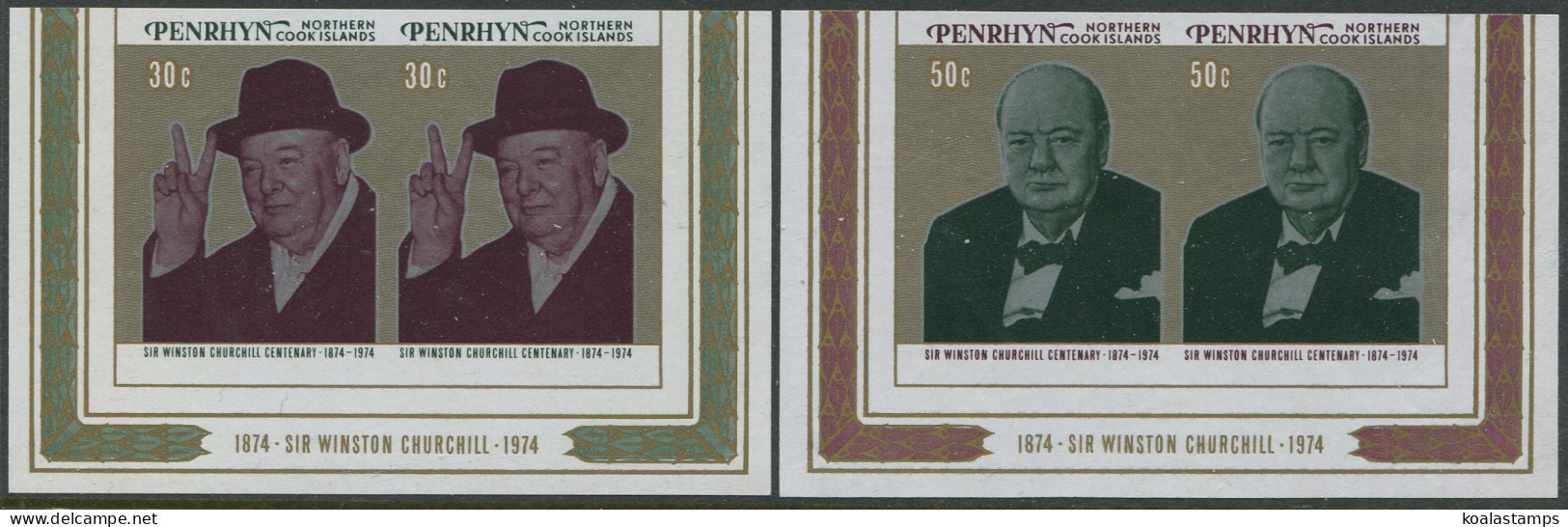 Cook Islands Penrhyn 1974 SG76-77 Churchill Pairs Imperf Set MNH - Penrhyn