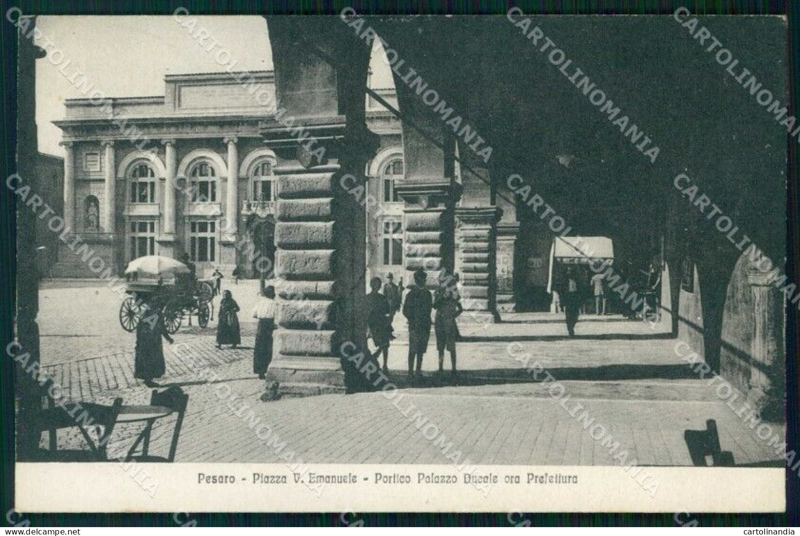 Pesaro Città Piazza Vittorio Emanuele Portico Palazzo Ducale Cartolina RB9920 - Pesaro