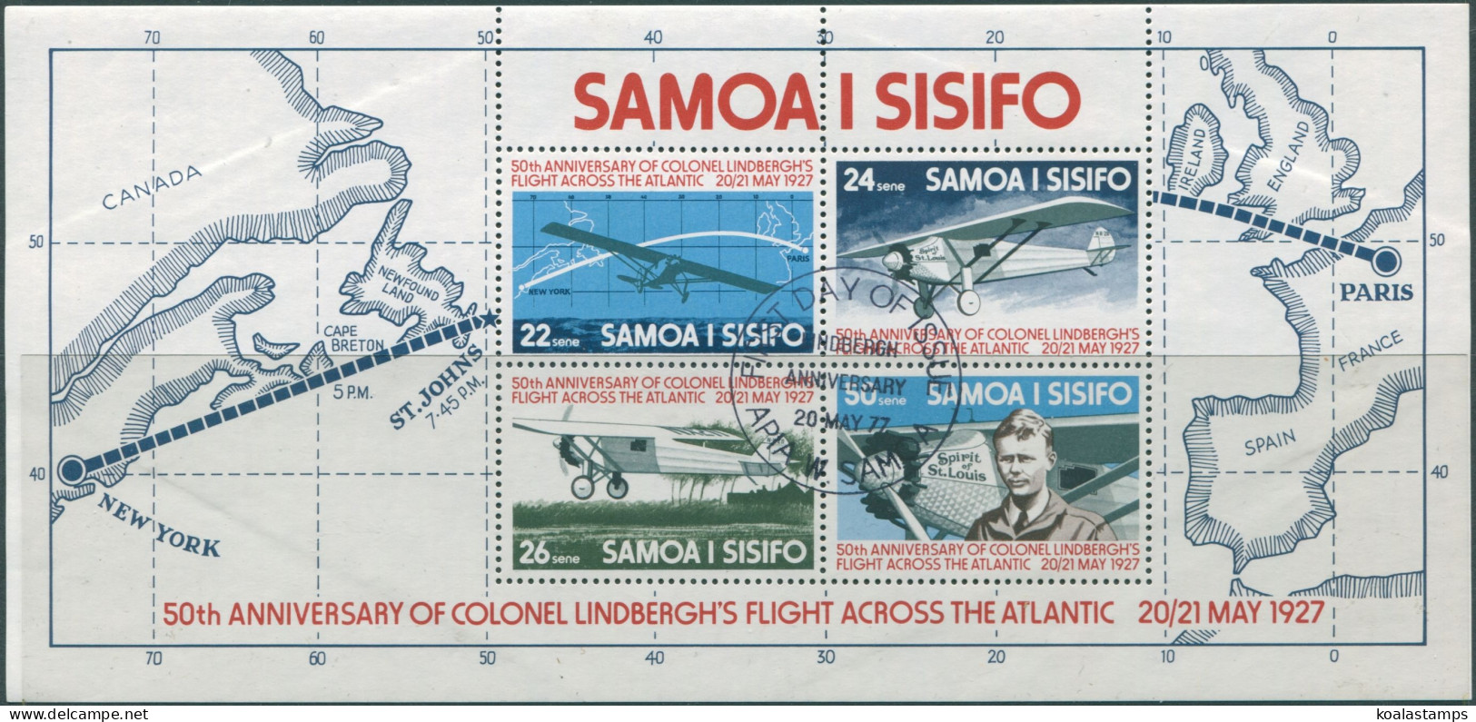 Samoa 1977 SG487 Lindbergh Flight MS FU - Samoa