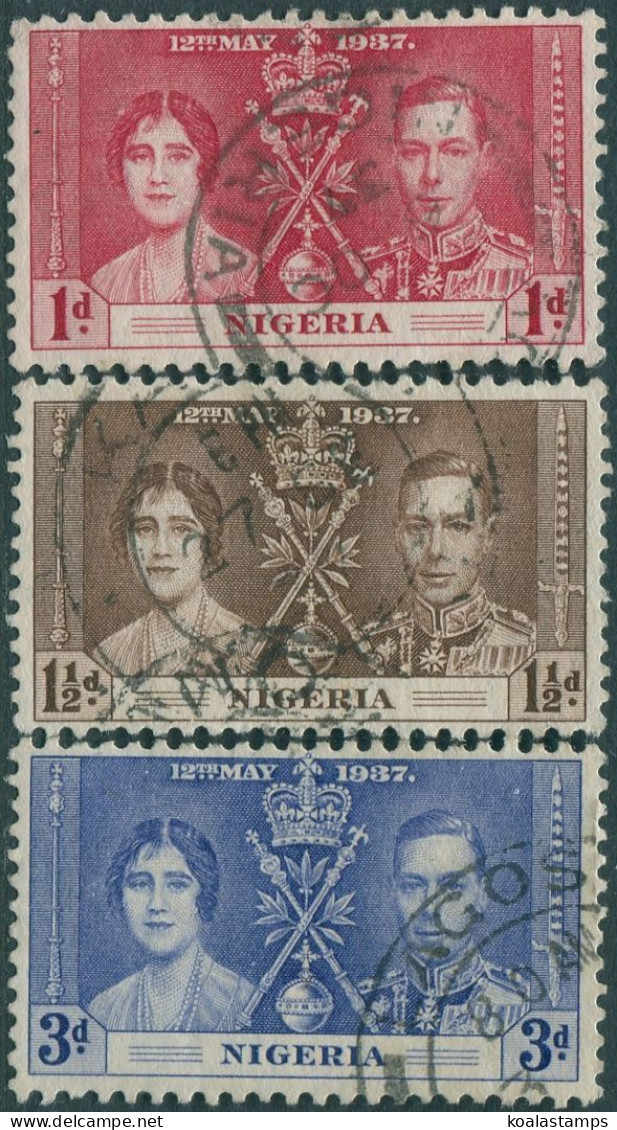 Nigeria 1937 SG46-48 Coronation KGVI Set FU - Nigeria (1961-...)