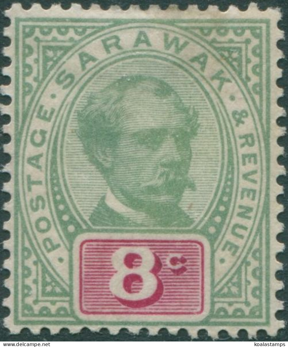 Malaysia Sarawak 1888 SG14 8c Green And Red Brooke MLH - Sarawak (...-1963)