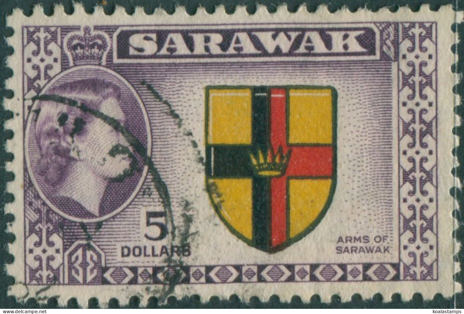 Malaysia Sarawak 1955 SG202 $5 Arms FU - Sarawak (...-1963)