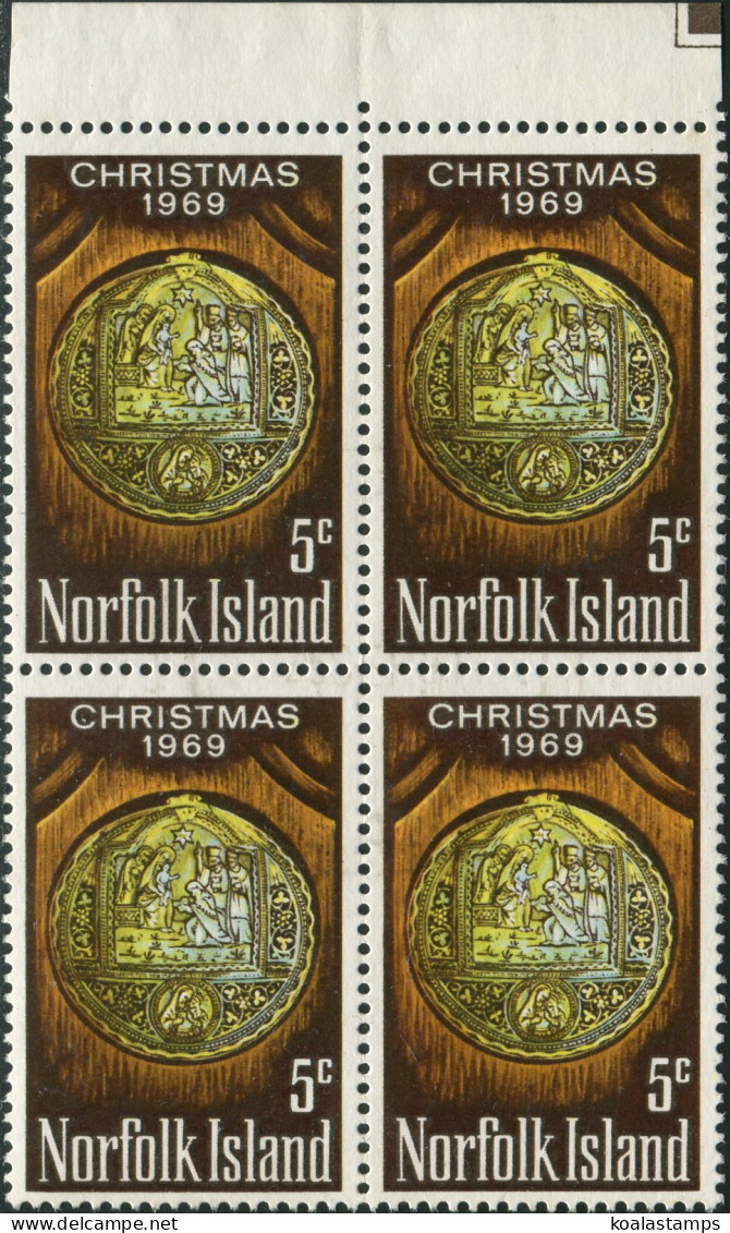 Norfolk Island 1969 SG102 5c Christmas Nativity Block FU - Norfolk Eiland