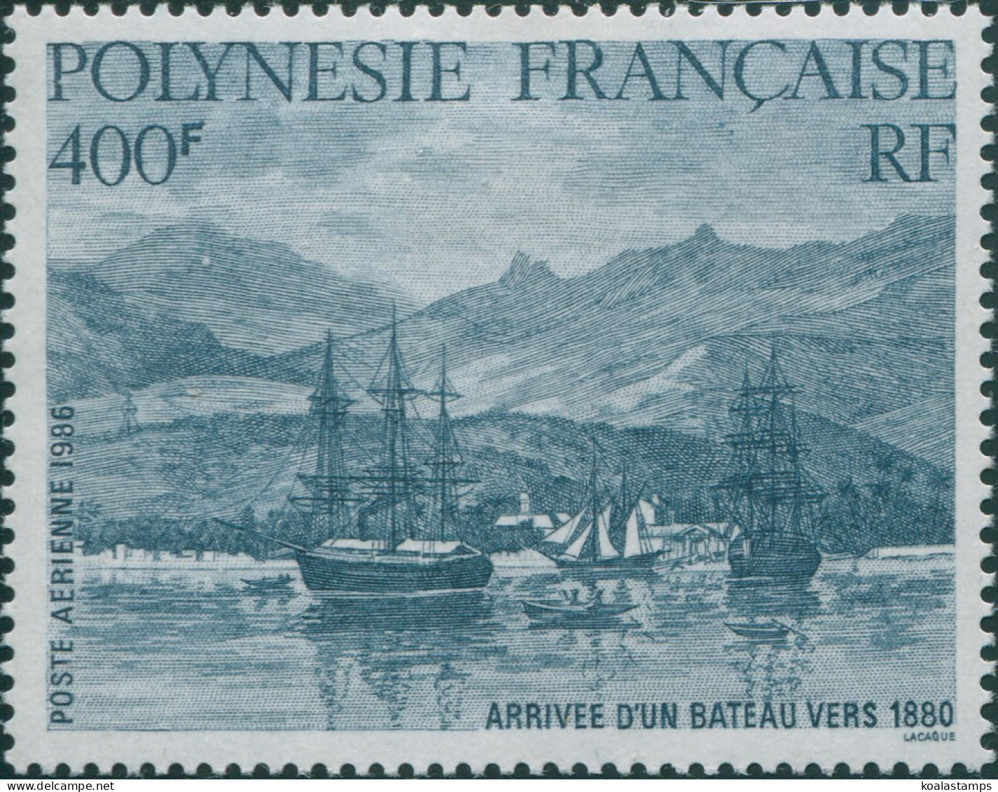 French Polynesia 1986 Sc#C218,SG484 400f Arrival Of Sailing Ships MNH - Otros & Sin Clasificación