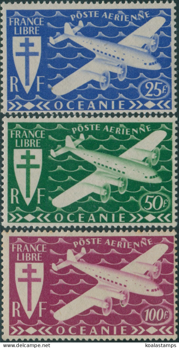 French Oceania 1942 SG165-167 Airplane MH - Autres & Non Classés