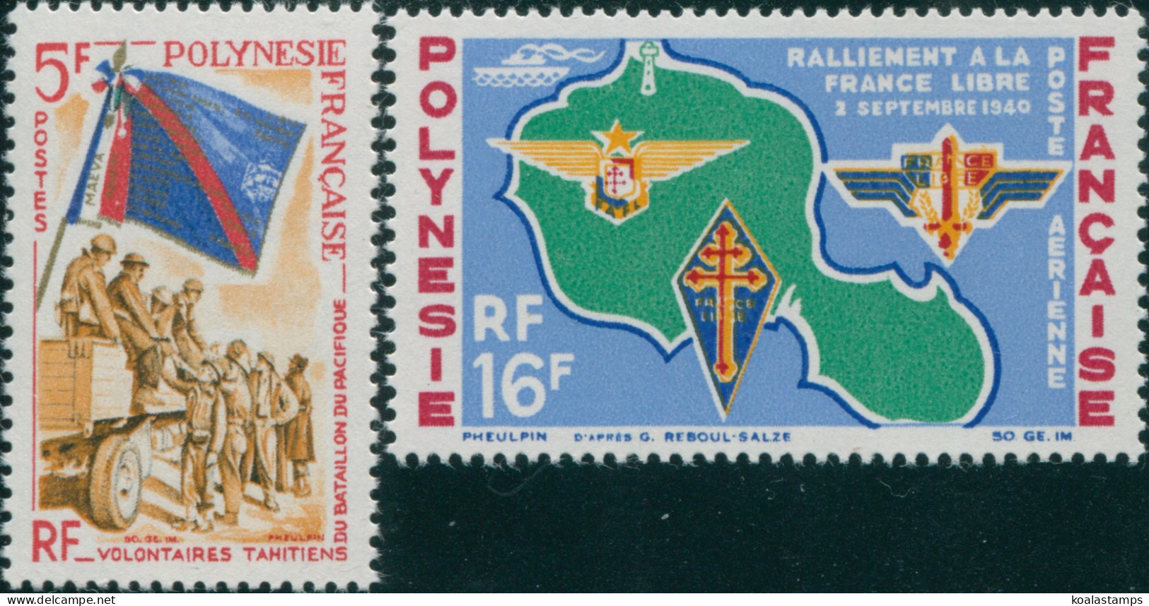 French Polynesia 1964 Sc#210-C31,SG36-37 War Effort Set MLH - Sonstige & Ohne Zuordnung