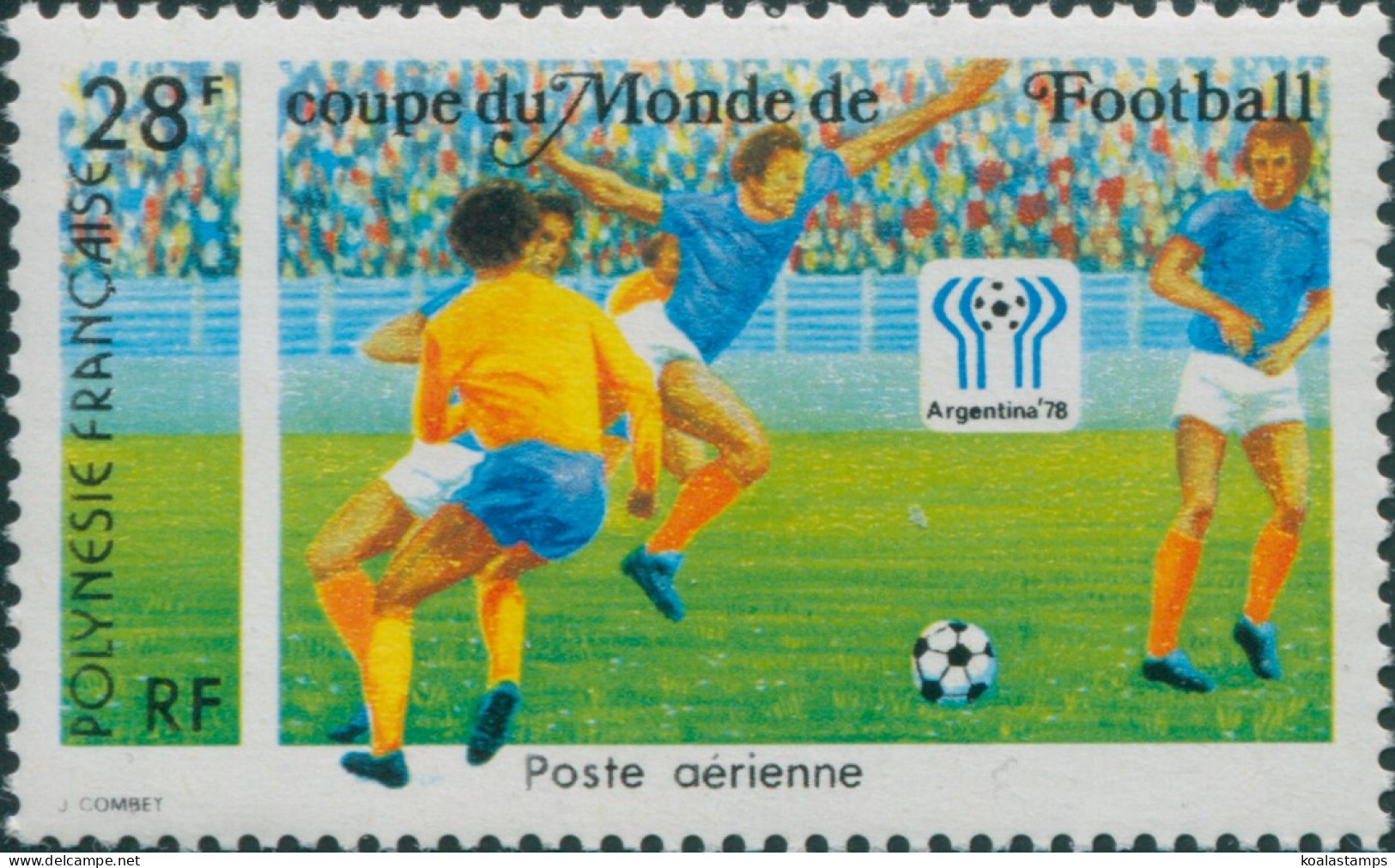 French Polynesia 1978 Sc#C161,SG273 28f Football World Cup Argentina MNH - Sonstige & Ohne Zuordnung