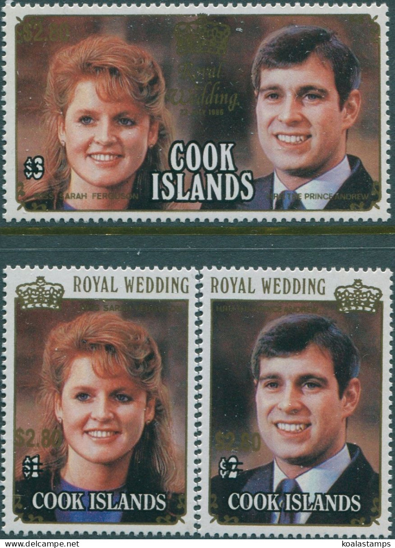 Cook Islands 1987 SG1147-1149 Royal Wedding Ovpts Set MNH - Cook