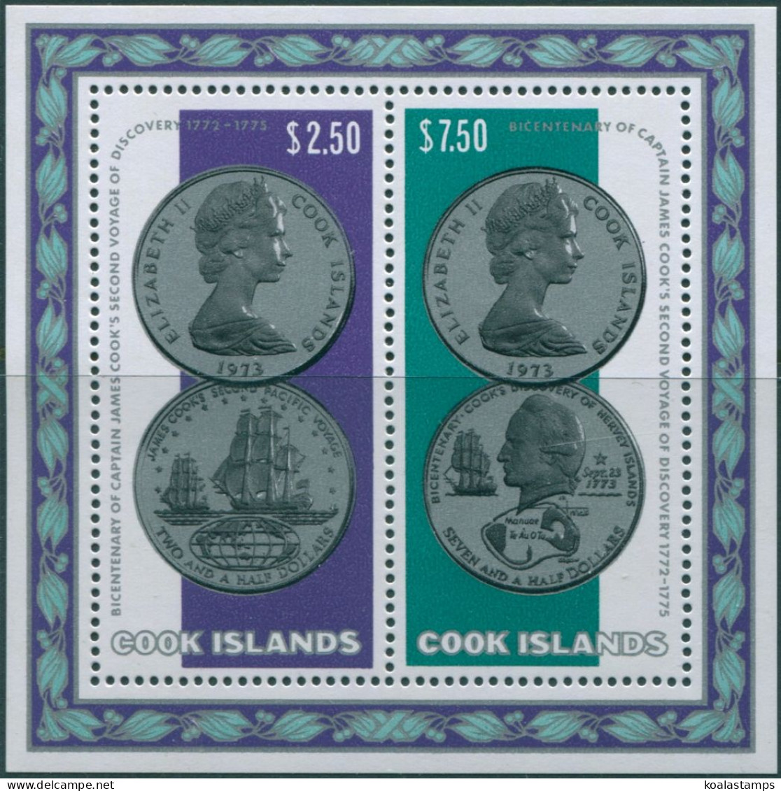 Cook Islands 1974 SG494 Second Voyage Discovery Coins MS MNH - Cookeilanden