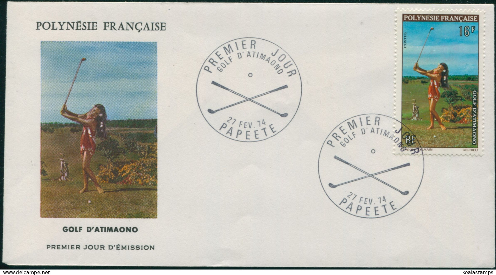 French Polynesia 1974 Sc#275,SG177 16f Teeing Off FDC - Sonstige & Ohne Zuordnung