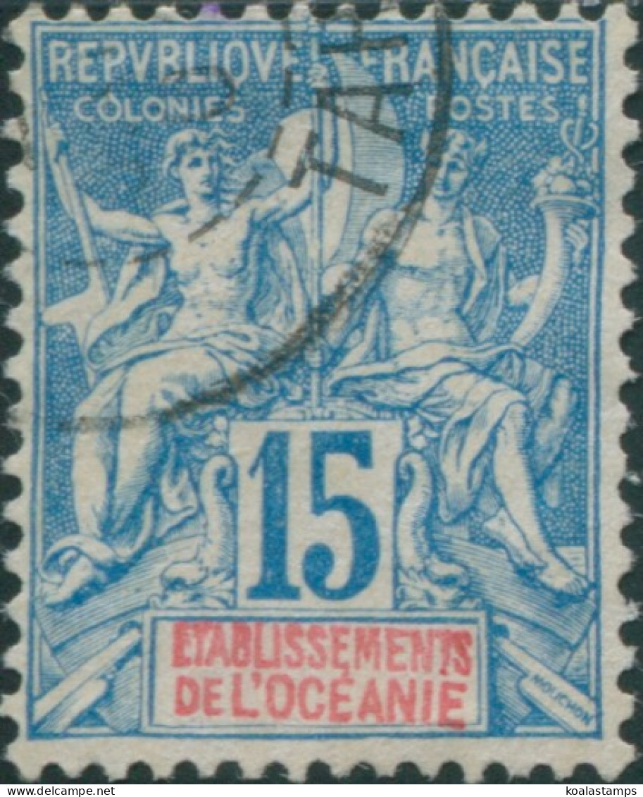 French Oceania 1892 SG6 15c Blue And Red Navigation And Commerce FU - Sonstige & Ohne Zuordnung