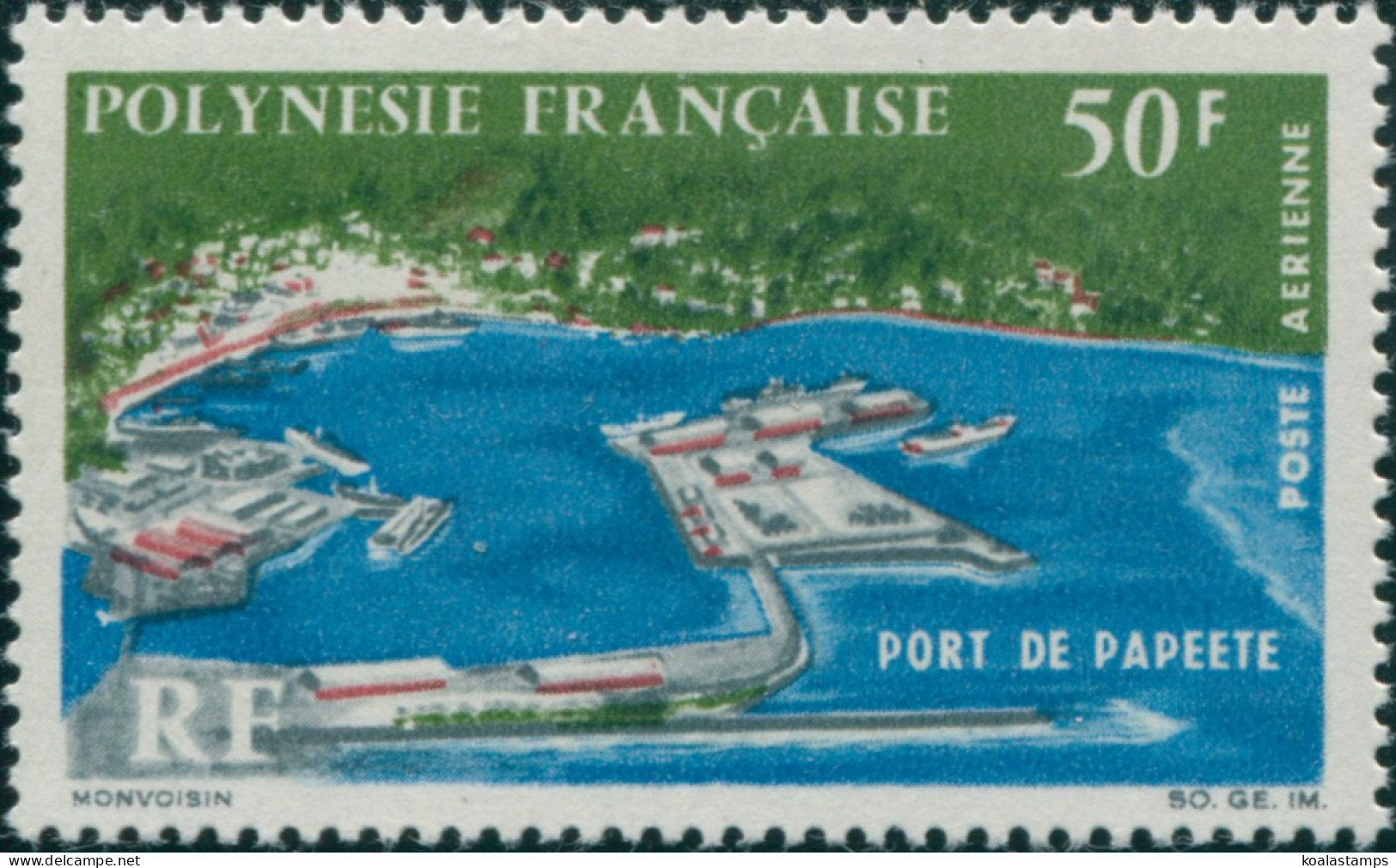 French Polynesia 1966 Sc#C43,SG55 50f Papeete Port MNH - Sonstige & Ohne Zuordnung
