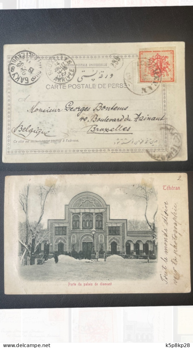 Vintage 1902 Postal Card To Belgium - Iran