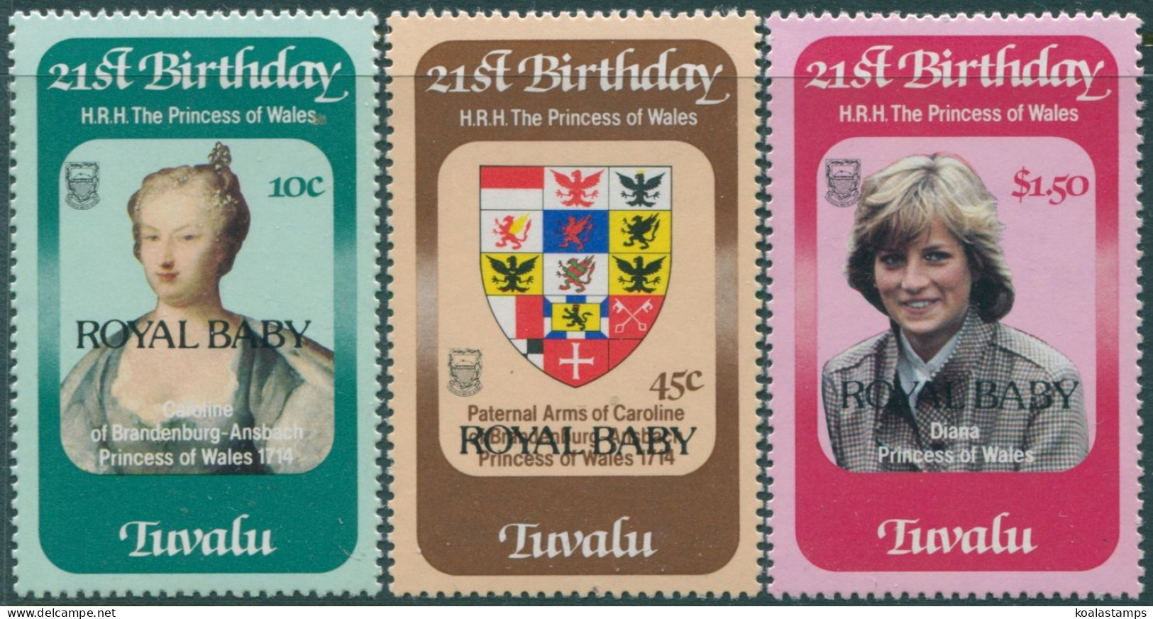 Tuvalu 1982 SG189-191 Royal Wedding ROYAL BABY Ovpt Set MNH - Tuvalu (fr. Elliceinseln)