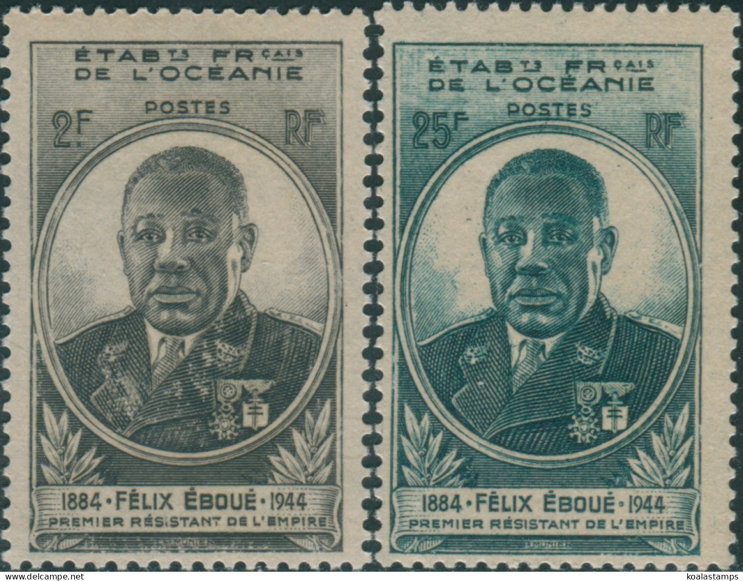 French Oceania 1945 SG177-178 Eboue Set MLH - Sonstige & Ohne Zuordnung