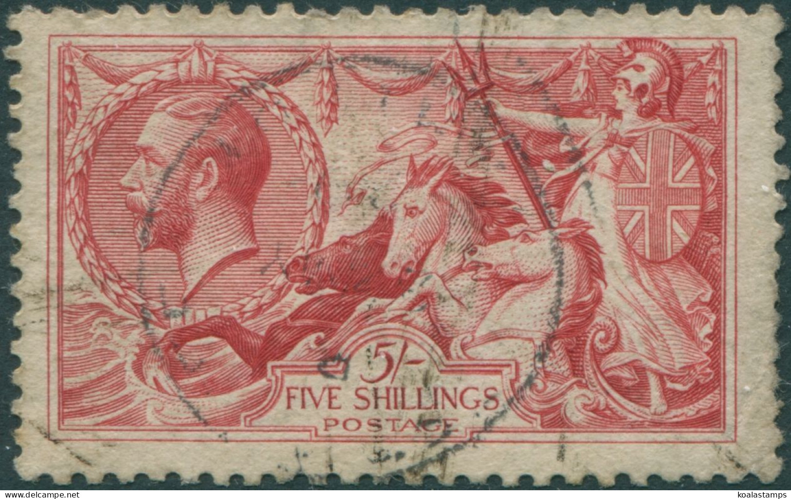 Great Britain 1913 SG401 5/- Rose-carmine KGV Sea Horses FU - Non Classés