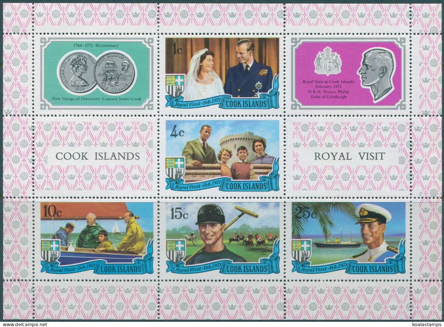 Cook Islands 1971 SG350 Royal Visit MS MLH - Cook