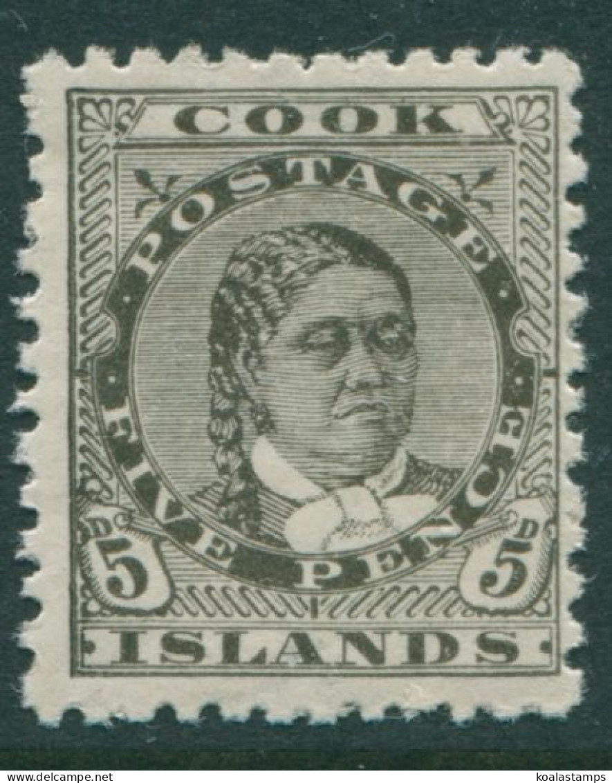 Cook Islands 1896 SG17 5d Olive-black Queen Makea Takau P11 MLH - Cookeilanden