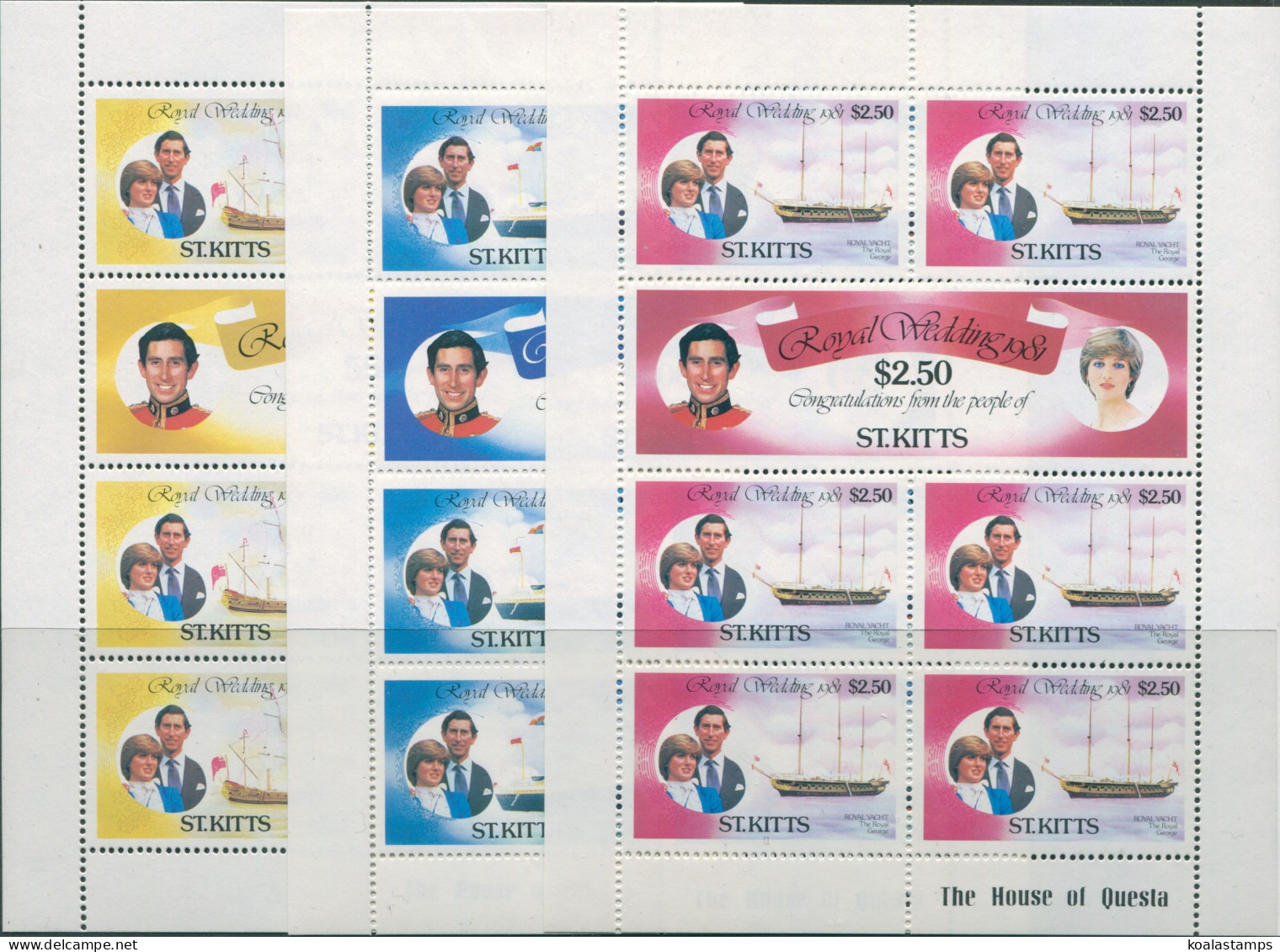St Kitts 1981 SG75-80 Royal Wedding Sheets Set MNH - St.Kitts-et-Nevis ( 1983-...)
