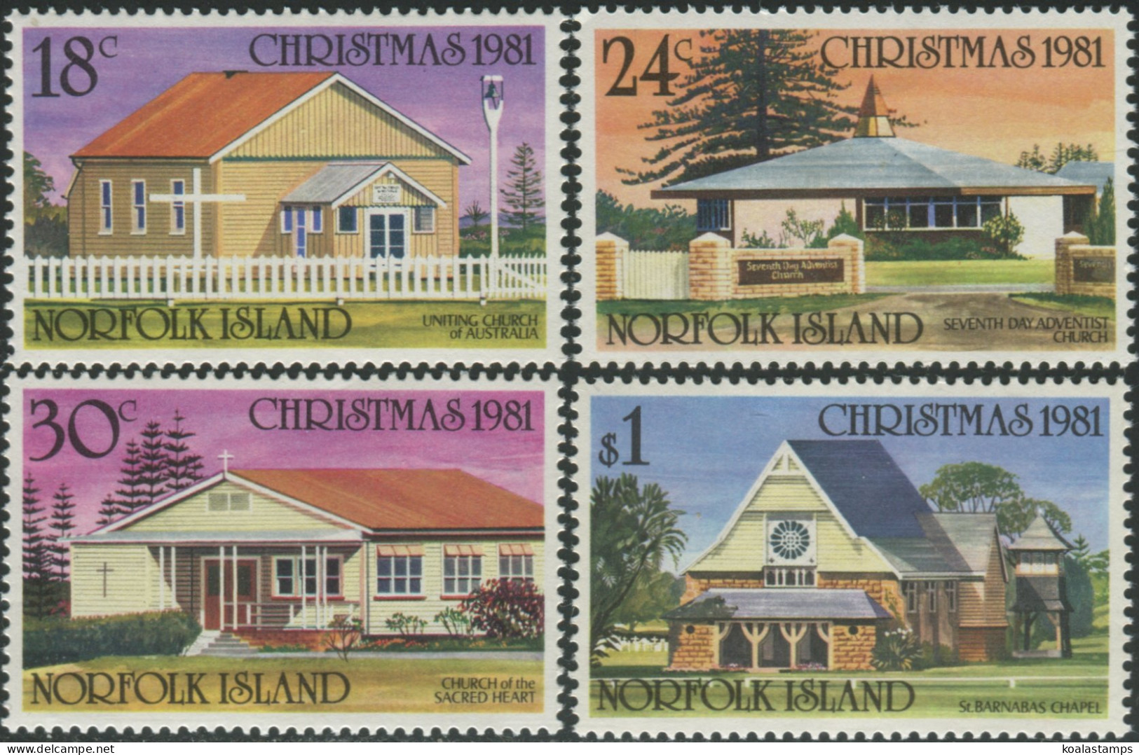 Norfolk Island 1981 SG265-268 Christmas Churches Set MNH - Isola Norfolk