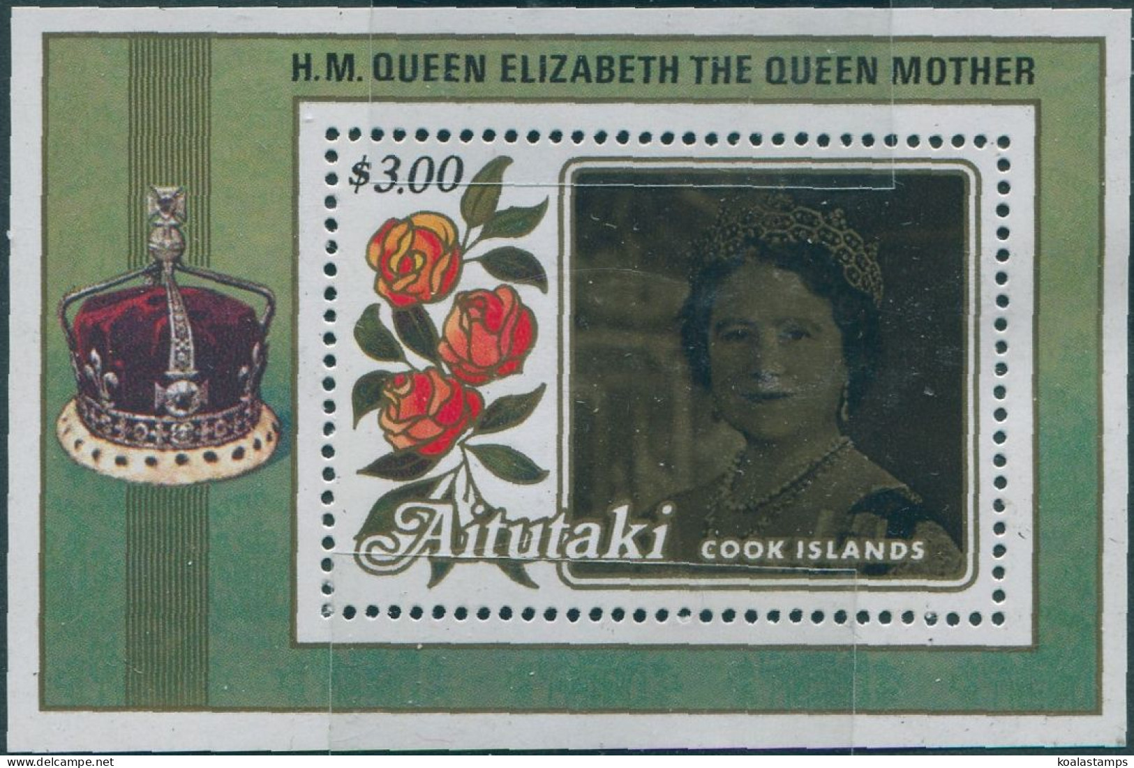 Aitutaki 1985 SG527 Queen Mother MS MNH - Cookeilanden