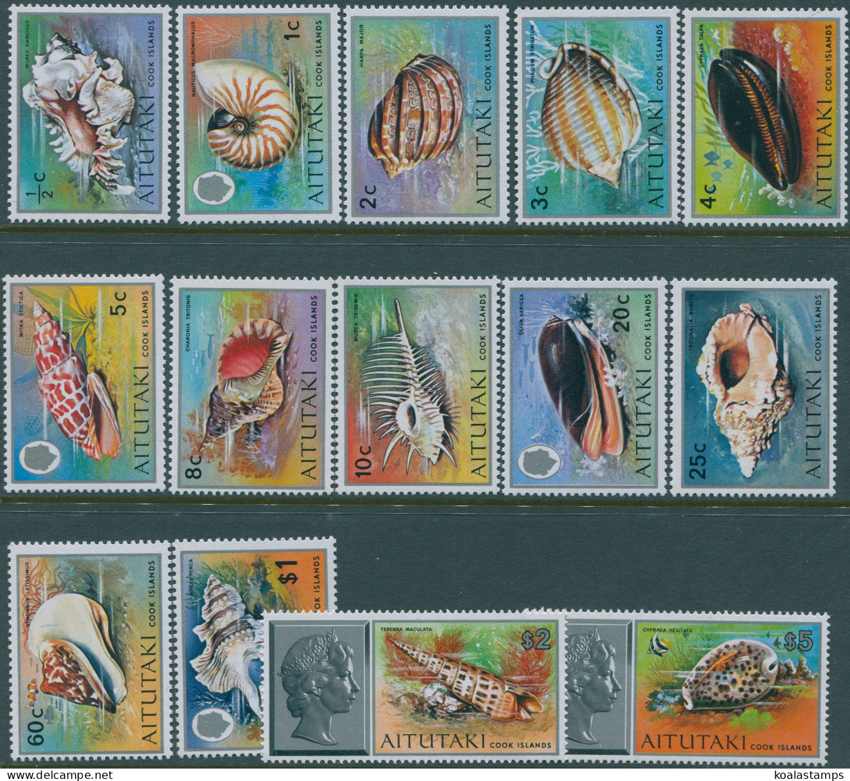 Aitutaki 1974 SG97-110 Seashells Set MNH - Cook Islands