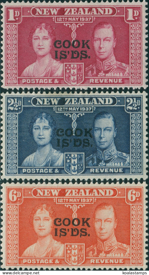 Cook Islands 1937 SG124-126 COOK IS'DS. Ovpt Set MLH - Islas Cook