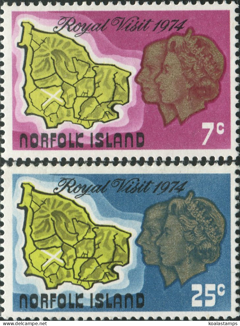 Norfolk Island 1974 SG149-150 Royal Visit Set MLH - Norfolk Eiland