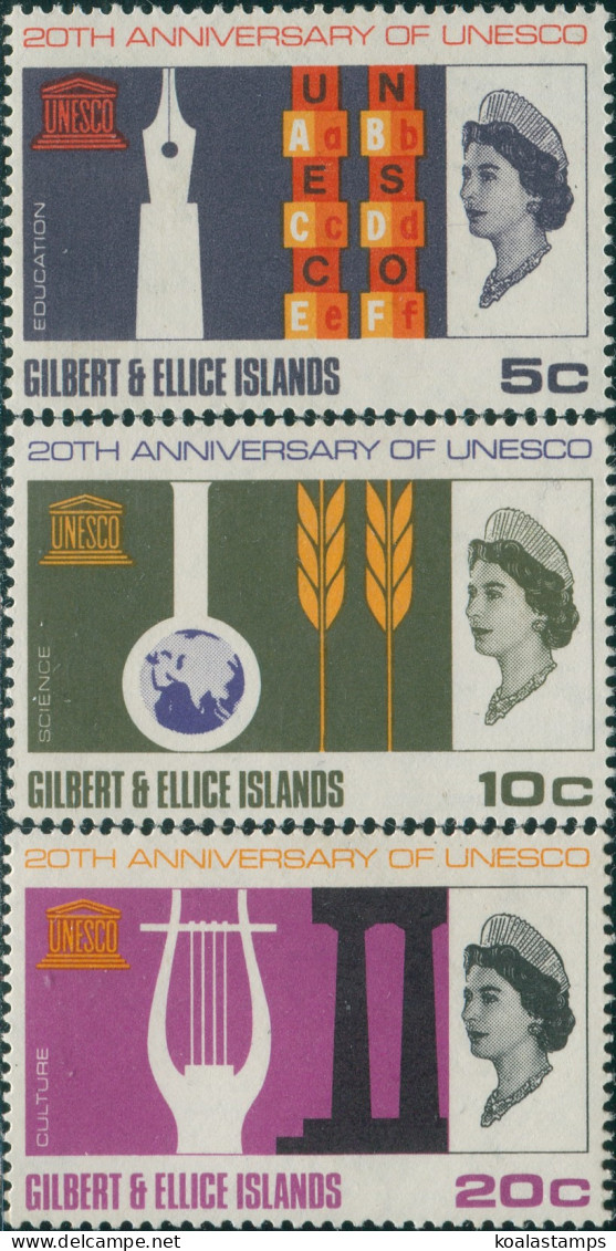 Gilbert & Ellice Islands 1966 SG129-131 UNESCO Set MLH - Gilbert- Und Ellice-Inseln (...-1979)