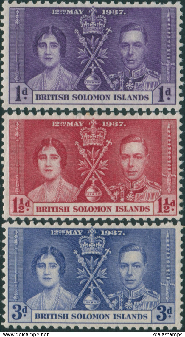 Solomon Islands 1937 SG57-59 Coronation Set MLH - Isole Salomone (1978-...)