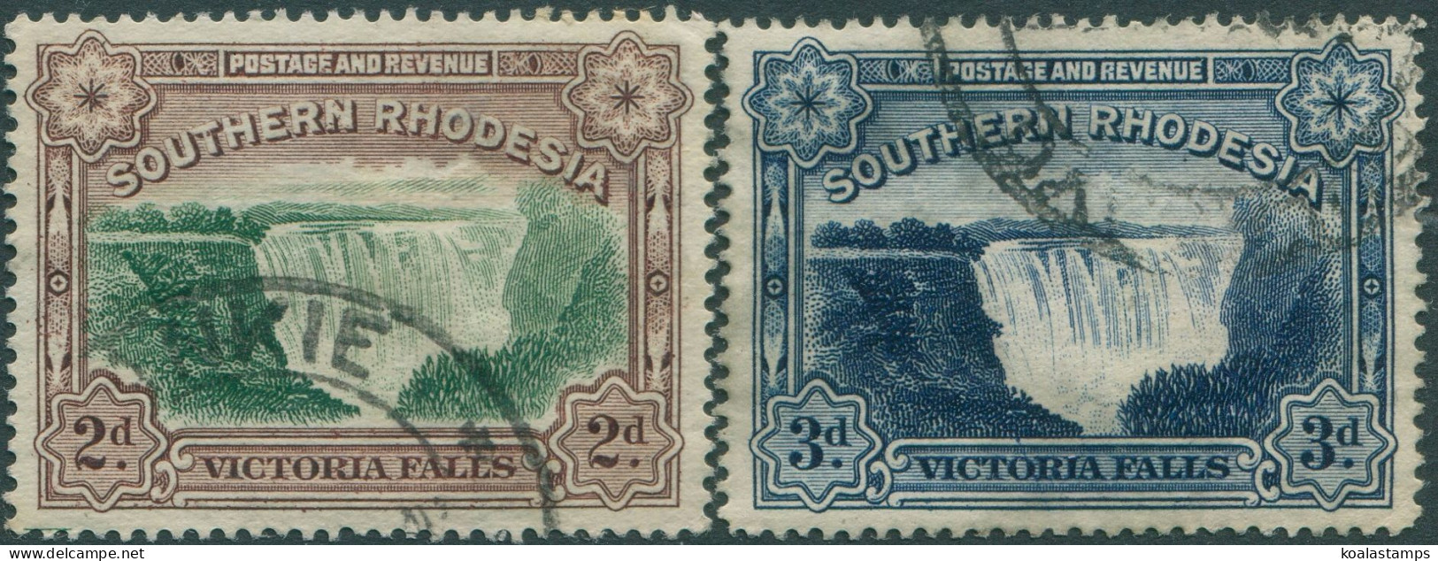 Southern Rhodesia 1931 SG17-18 Victoria Falls P14 Set #1 FU - Zimbabwe (1980-...)