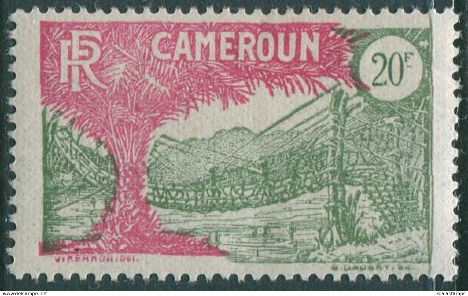 Cameroun 1925 SG104 20f Green And Red Liana Suspension Bridge MLH - Camerun (1960-...)