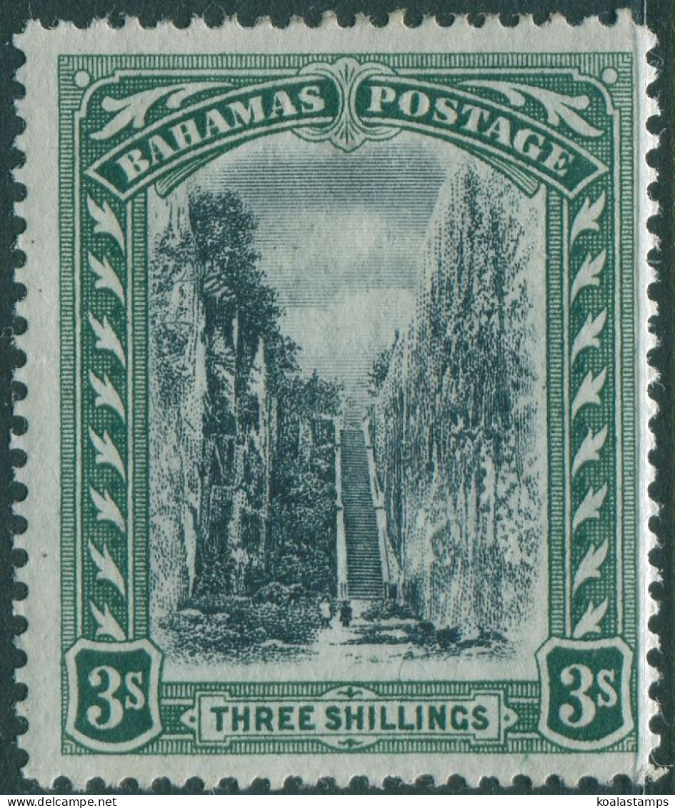 Bahamas 1901 SG61 3/- Black And Green Queen's Staircase Nassau Wmk Crown CC MH - Bahama's (1973-...)