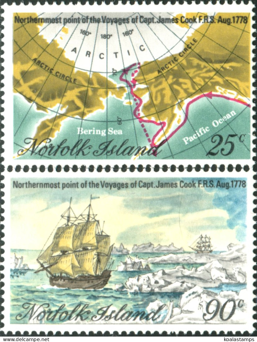 Norfolk Island 1978 SG213-214 Captain Cook Voyages Set MNH - Norfolk Island