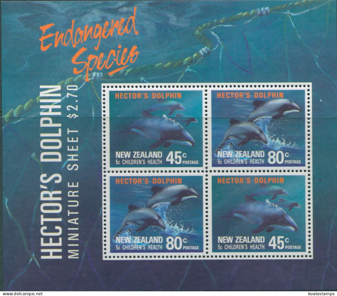 New Zealand 1991 SG1622 Health Dolphins MS MNH - Autres & Non Classés