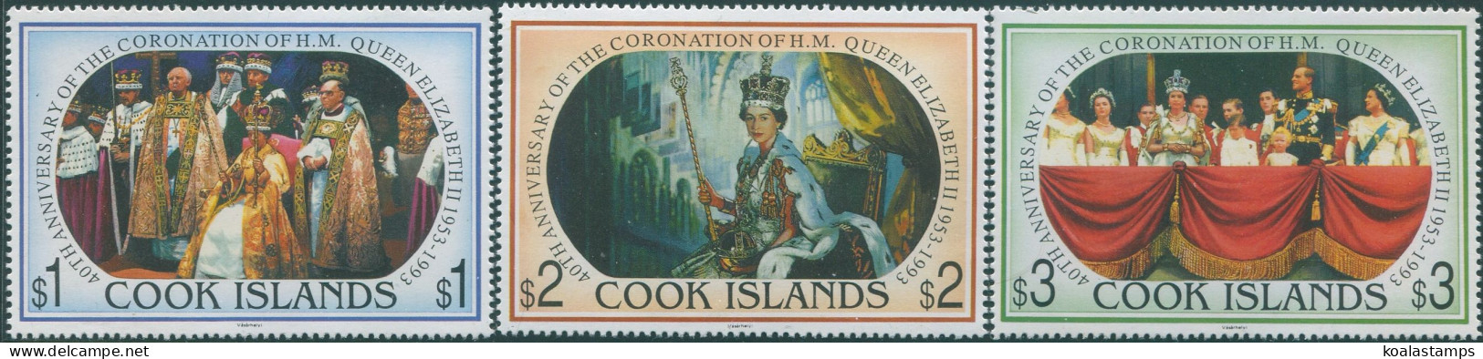 Cook Islands 1993 SG1328-1330 QEII Coronation Set MNH - Cook