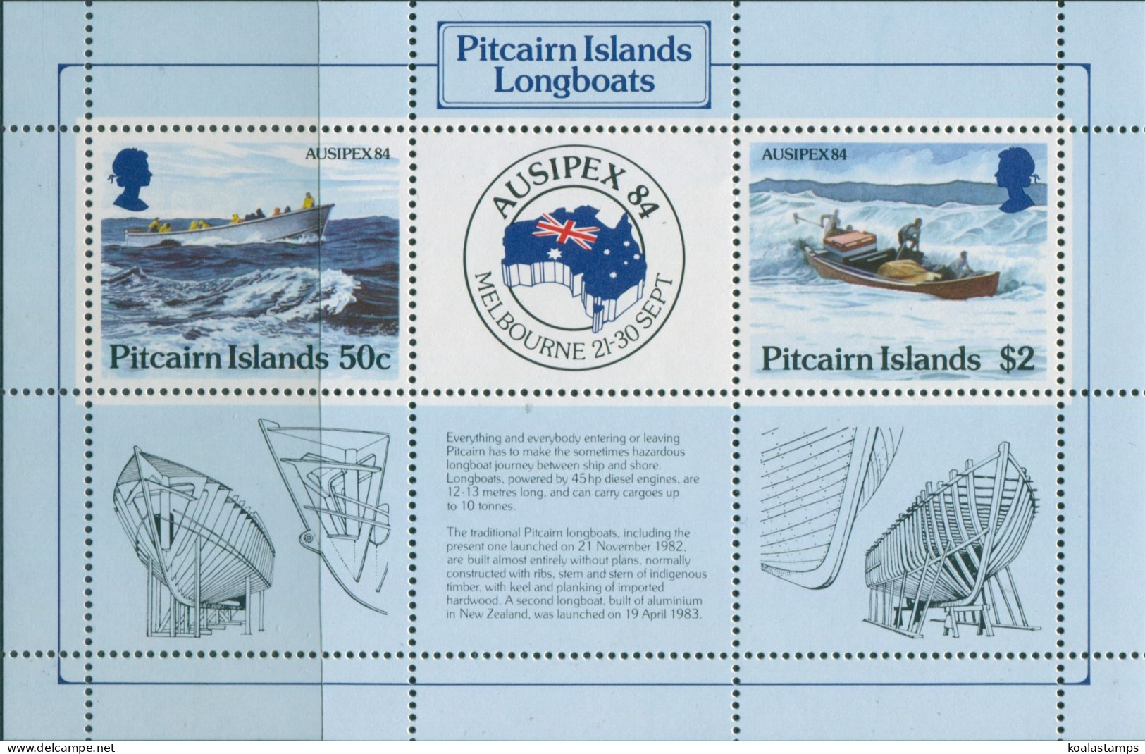 Pitcairn Islands 1984 SG263 Ausipex Longboats MS MNH - Pitcairninsel