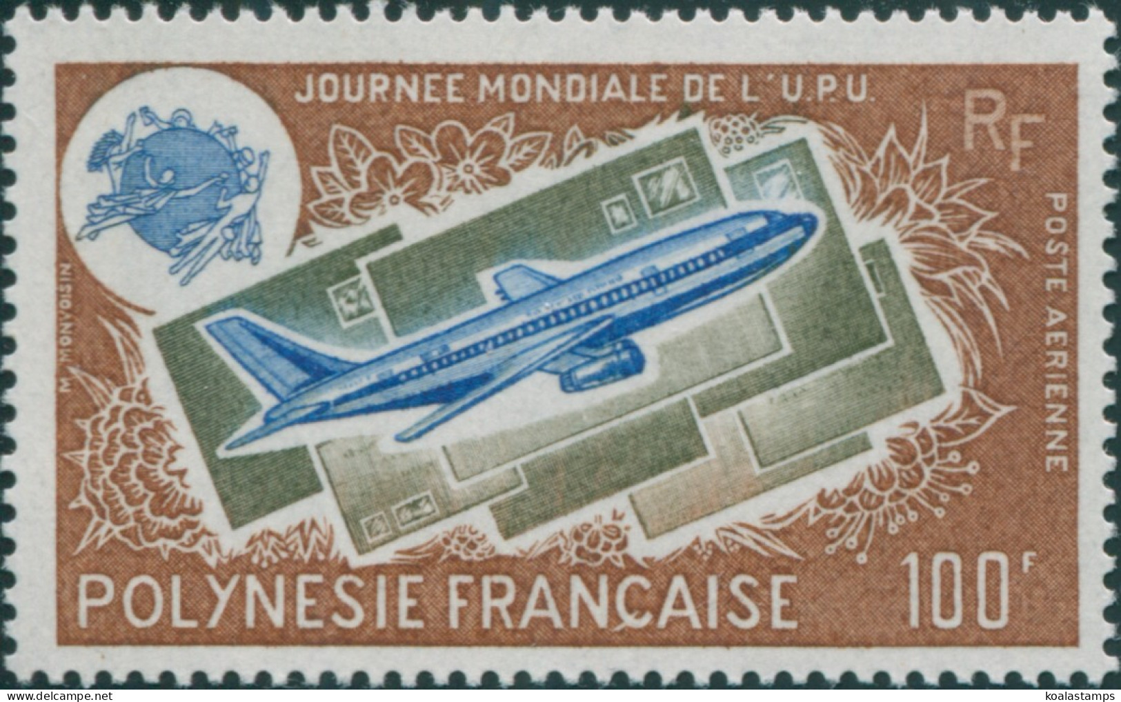 French Polynesia 1975 Sc#C121,SG204 100f UPU Boeing 737 Letters MNH - Otros & Sin Clasificación