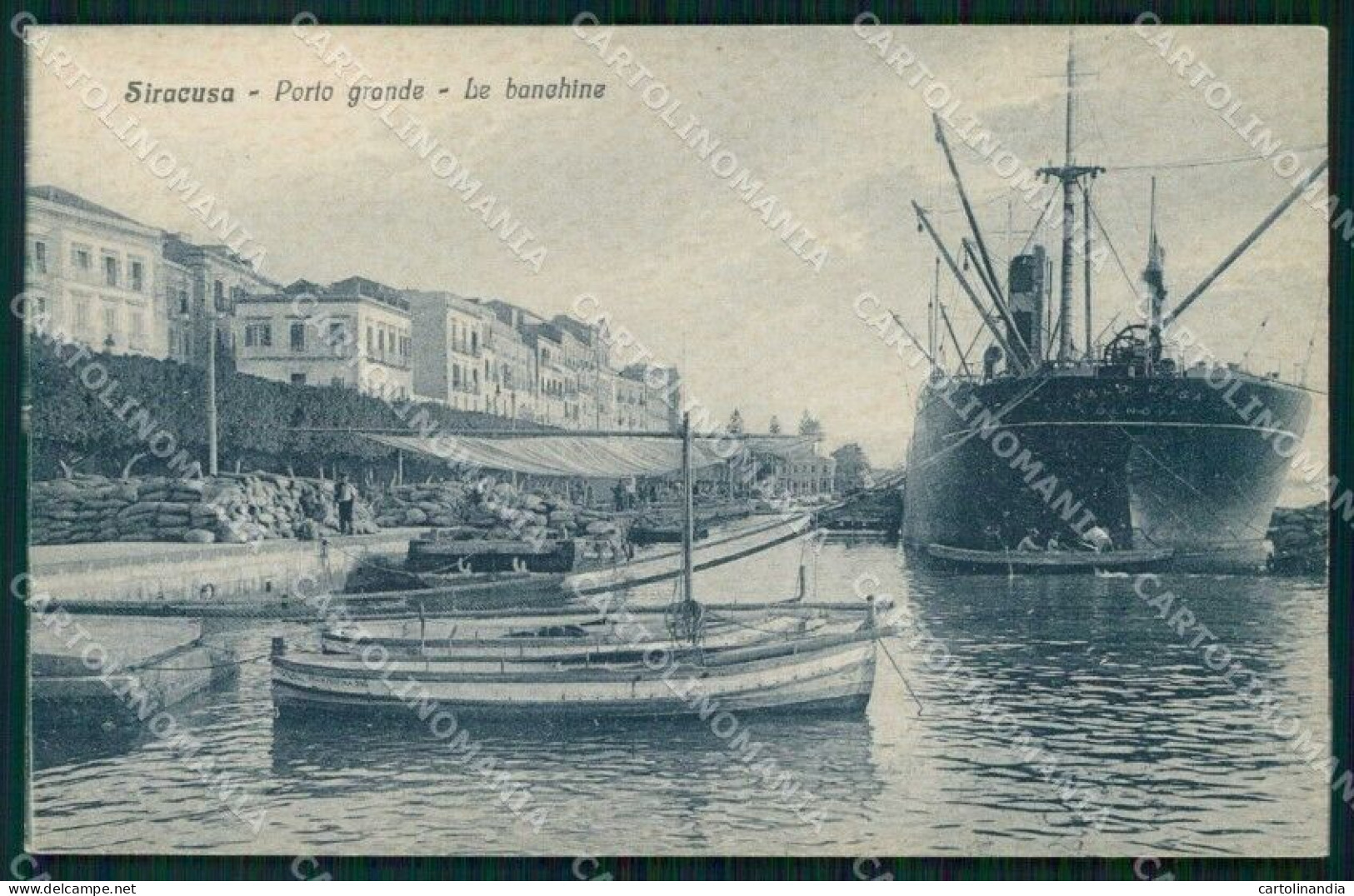 Siracusa Città Porto Grande Con Barche Banchine Cartolina RT1134 - Siracusa
