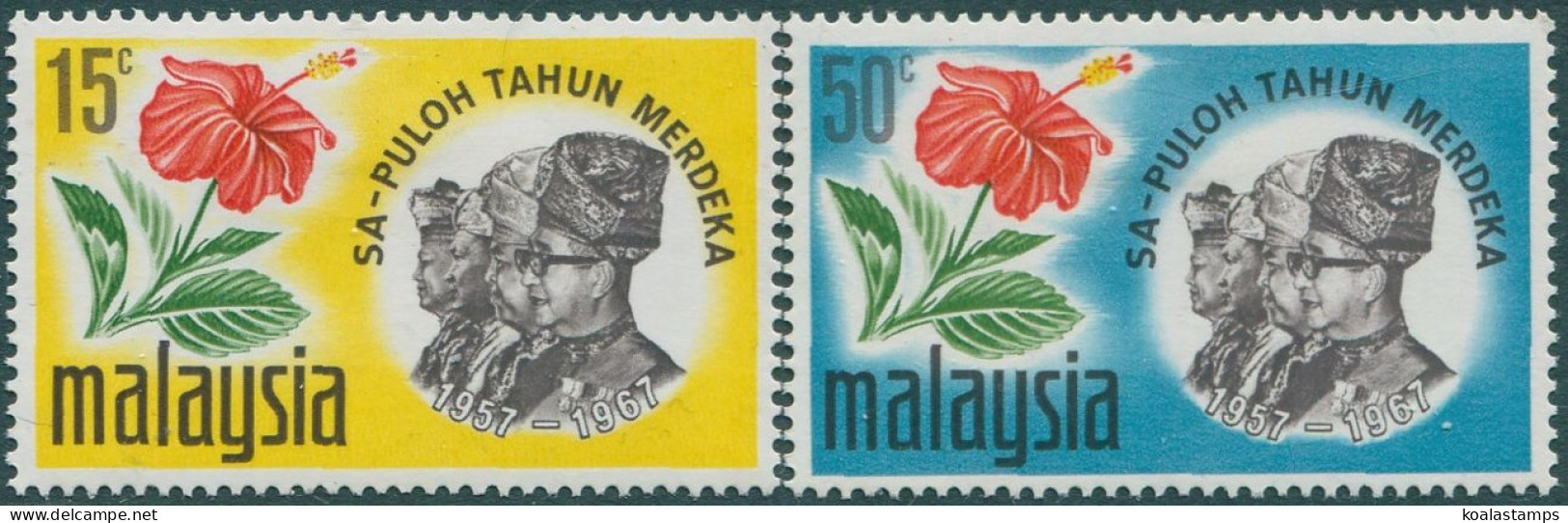 Malaysia 1967 SG44-45 Hibiscus And Rulers Set MLH - Malaysia (1964-...)