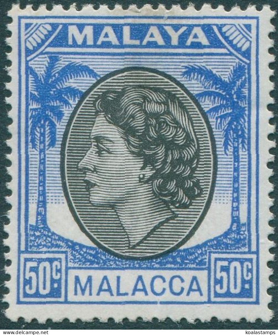 Malaysia Malacca 1954 SG35 50c Black And Blue Palms QEII MH - Malacca