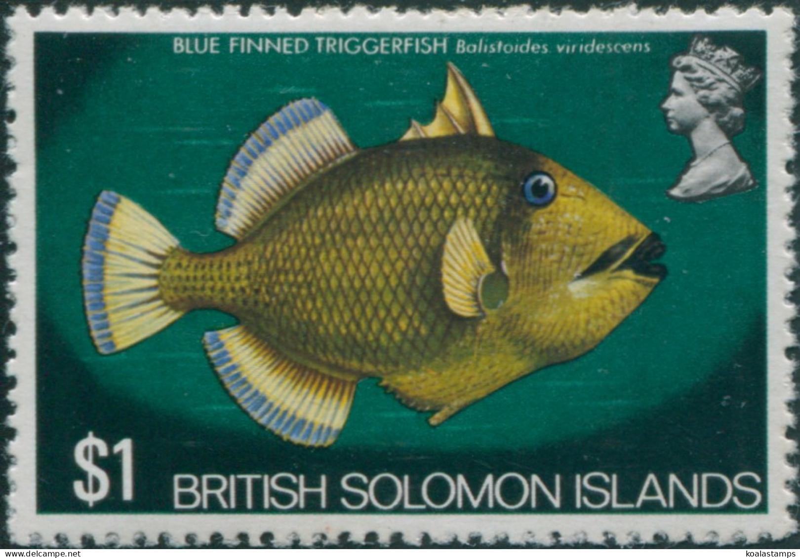 Solomon Islands 1972 SG232 $1 Blue Finned Triggerfish MNH - Islas Salomón (1978-...)